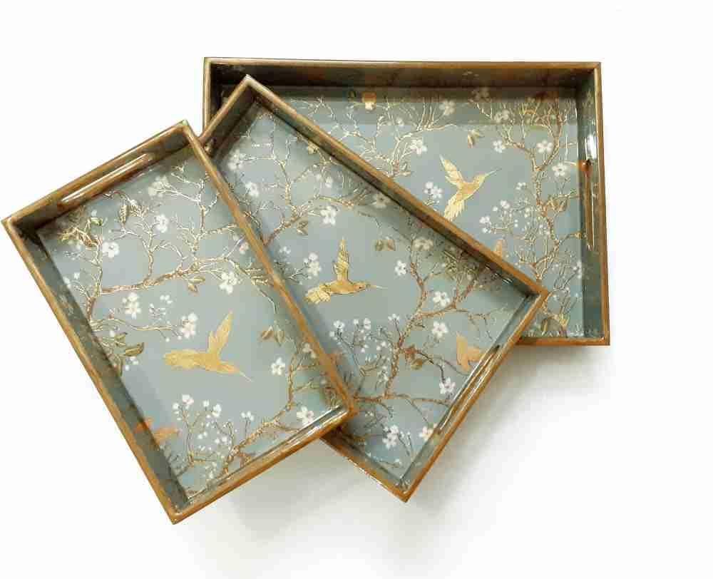 Trayfi Mdf Wooden Tray, Collectible Trays, Hand Crafted Serving Trays For Breakfast, Rectangular Dining Table Trays For Any Occa